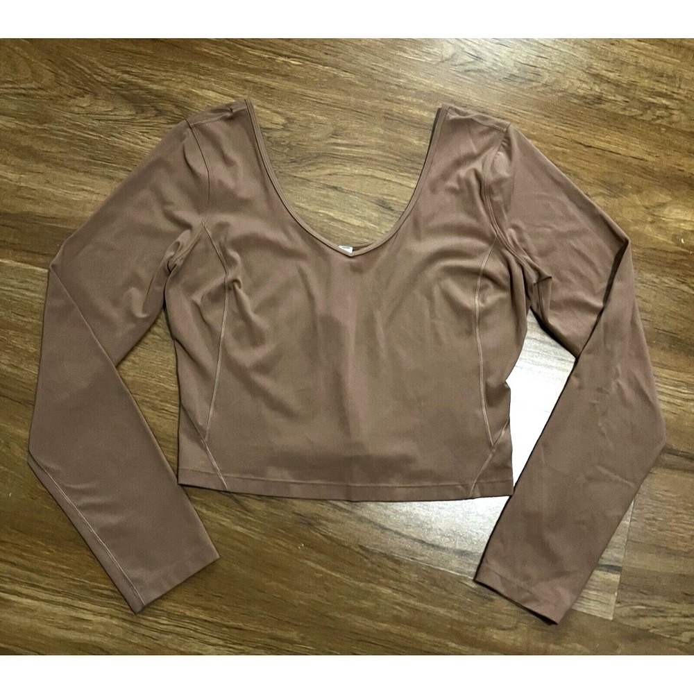 Lululemon Align Long Sleeve V Neck Crop Top Shirt  Size 10 Dusty Clay - Picture 2 of 8
